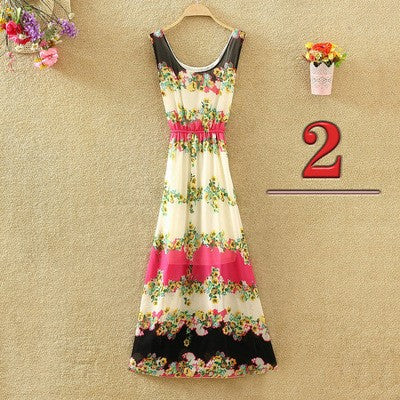 Bohemian Floral Chiffon Maxi Dress for Women
