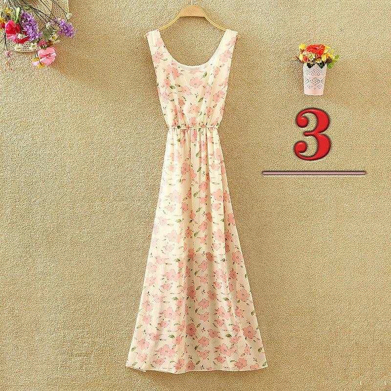 Bohemian Floral Chiffon Maxi Dress for Women